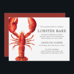 Invitation Tide rouge| Anniversaire du pain de homard<br><div class="desc">Une série d'invitations à faire bouillir des homards pour votre prochain barbecue ou soirée sur les fruits de mer. Ces invitations sont faites de texte noir au charbon de bois, ainsi qu'une illustration unique de homard rouge profond centrée sur le côté. Au verso de l'invitation se trouve une couleur rouge...</div>