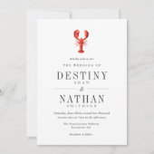 Invitation Tide rouge| Mariage à thème de homard| Blanc (Devant)
