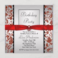 Tie Bow Rouge & Noir Damassé Anniversaire