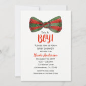 Invitation Tie de Noël Rouge & Vert Bébé Shower (Devant)