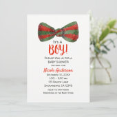 Invitation Tie de Noël Rouge & Vert Bébé Shower (Debout devant)