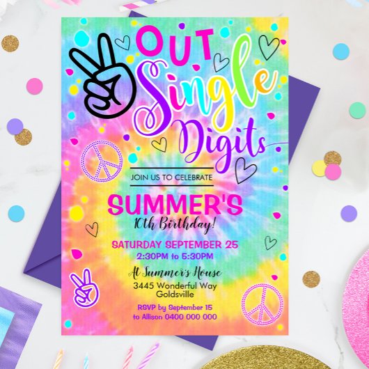 Invitation Tie Dye 10e Peace Out Single Digits