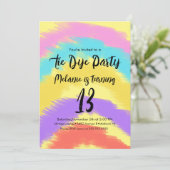 Invitation Tie Dye Anniversaire Fête Colorée Arc en Ciel (Debout devant)