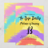 Invitation Tie Dye Anniversaire Fête Colorée Arc en Ciel (Devant / Derrière)