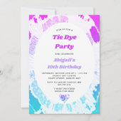 Invitation Tie Dye Anniversaire Fête rose clair Lilac Turquoi (Devant)