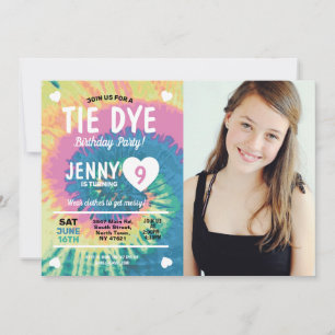 Invitation Tie Dye Anniversaire Obtenez Messy Fun Girls Photo
