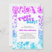 Invitation Tie Dye Baby shower Retro Peace Love Baby (Devant)