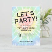 Invitation Tie Dye, Bold Faisons la fête à tout âge Anniversa (Debout devant)