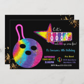 Invitation Tie Dye Bowling, bowling glacé des années 70 (Devant / Derrière)