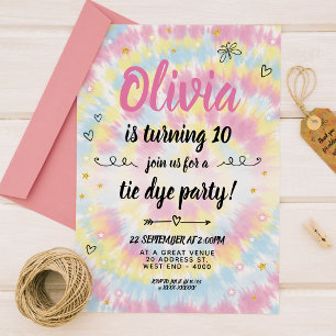 Invitation Tie Dye fête d'anniversaire