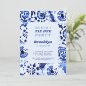 Invitation Tie Dye fête d'anniversaire Blue Shibori (Debout devant)
