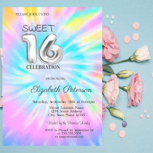 Invitation Tie Dye Girly Cool 16