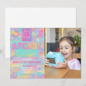 Invitation Tie Dye Neon Glow Arcade Party Anniversaire Photo (Devant / Derrière)