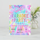 Invitation Tie Dye Neon Karaoke Chanter Musique Anniversaire (Debout devant)