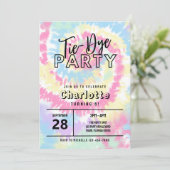 Invitation Tie Dye Party avec Retro Pastel couleurs (Debout devant)