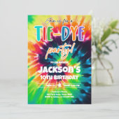 Invitation Tie Dye Party Hippy Couleurs vives Boy Anniversair (Debout devant)
