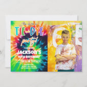 Invitation Tie Dye Party Hippy Couleurs vives Boy Anniversair (Devant)