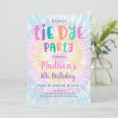 Invitation Tie Dye Pastel Boho Hippie Paix Amour Anniversaire (Debout devant)