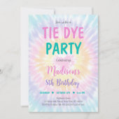 Invitation Tie Dye Pastel Hippie Paix Amour Anniversaire (Devant)