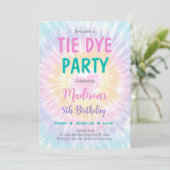 Invitation Tie Dye Pastel Hippie Paix Amour Anniversaire (Debout devant)