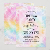 Invitation Tie & Dye Pastel Rose Girly Chic (Devant / Derrière)