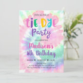Invitation Tie Dye Rainbow Hippie Girls Anniversaire (Debout devant)