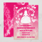 Invitation Tie Dye Reine Des Coeurs Anniversaire (Devant / Derrière)