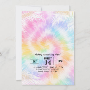 Invitation Tie-Dye Rose Pâle Girly Chic                    