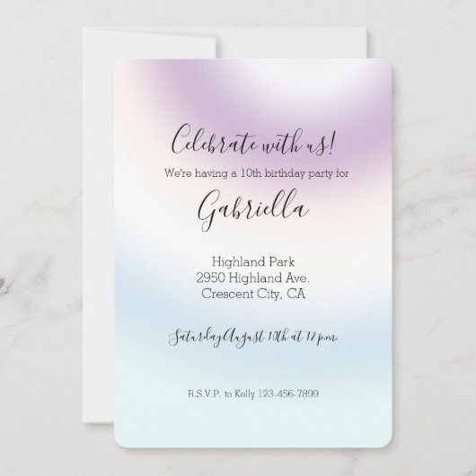 Invitation Tie dye Violet Blanc Bleu (Devant)