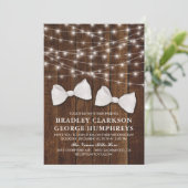 Invitation Tie papillon de mariage gay de campagne rustique (Debout devant)