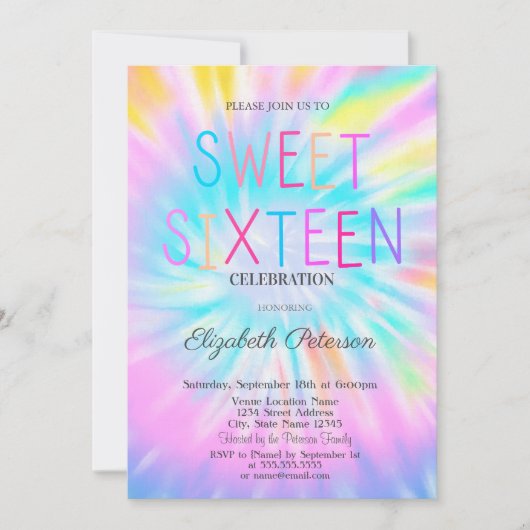 Invitation Tie teinture Cool tendance Douceur colorée 16 (Devant)