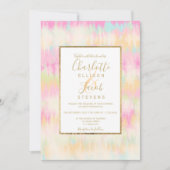 Invitation Tie teinture pastel hippie chic script or mariage (Devant)