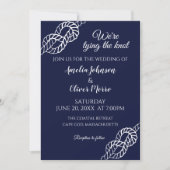 Invitation Tied The Knot Nautical Rope White Navy Wedding (Devant)