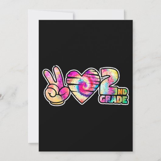 Invitation Tiedye Paix Amour Deuxième 2e année Mignon École T (Devant)