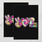 Invitation Tiedye Paix Amour Deuxième 2e année Mignon École T (Devant / Derrière)