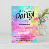 Invitation TieDye & Slime Girl Birthday invitation. (Debout devant)
