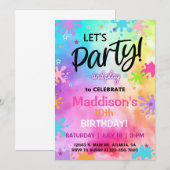 Invitation TieDye & Slime Girl Birthday invitation. (Devant / Derrière)