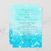 Invitation Tiffany Ocean Blue Aqua Parties scintillant Fête d (Devant / Derrière)