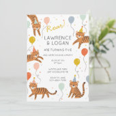 Invitation Tiger Anniversaire Fête Deux Noms (Debout devant)