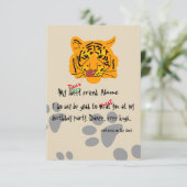 Invitation Tiger Anniversaire Fête Personnalisable (Debout devant)