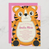 Invitation Tiger Anniversaire Pink (Devant / Derrière)