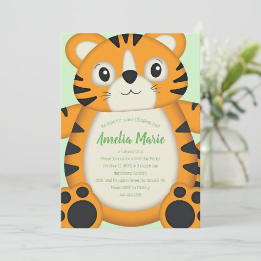 Invitation Tiger Anniversaire Vert (Debout devant)