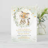 Invitation Tiger Cub Verdure Lune Twinkle Etoiles Baby shower (Debout devant)