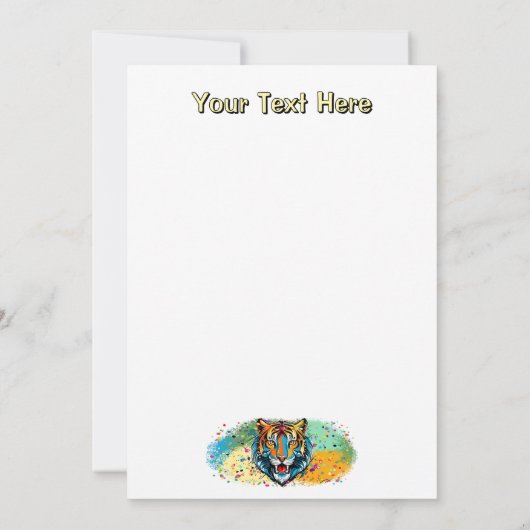 Invitation Tiger Head Rainbow colors paint stains (Dos)
