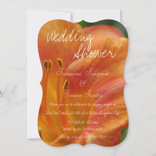 Invitation Tiger Lily Wedding shower (Devant)