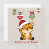 Invitation Tiger Noël Neige Animaux d'hiver Tiger Invitati (Devant / Derrière)