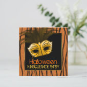 Invitation Tiger Orange Black Halloween Masquerade Party (Debout devant)