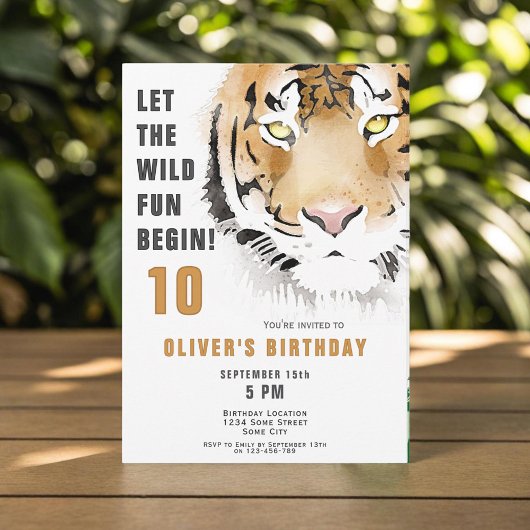 Invitation Tiger Tiger Tiger Tiger Watercolor