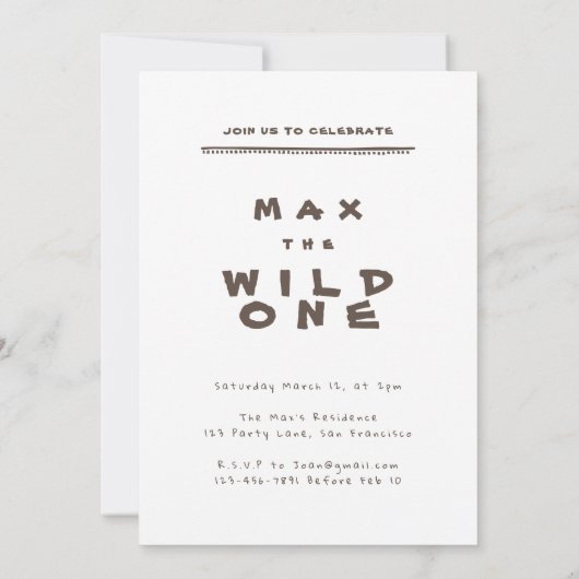 Invitation Tiger Wild One (Dos)