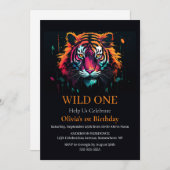 Invitation Tiger Wild One Anniversaire thème (Devant / Derrière)